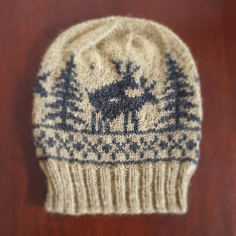 Ravelry: thecaptainand's Fornicating Deer Hat #2 Fox Hat Pattern, Moose Hat, Outdoorsman Gifts, Fair Isle Hat, Tweed Yarn, Unique Hats, Gifts For Hunters, Hat Ideas, Fair Isle Knitting