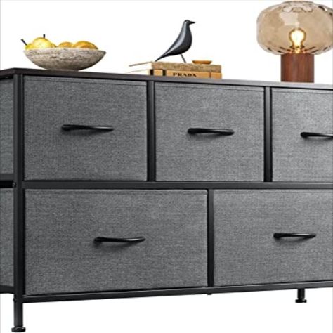 WLIVE Dresser for Bedroom with 5 Drawers, Wide Chest of Drawers, Fabric Dresser, Storage Organizer Unit with Fabric Bins for Closet, Living Room, Hallway, Nursery, Dark Grey Visit the WLIVE Store Closet For Clothes, Bedroom Drawer Organizer, Living Room Display Cabinet, Classic Dressers, Clothes Cabinet, Dresser Tv Stand, Wide Chest Of Drawers, Storage Dresser, Long Dresser