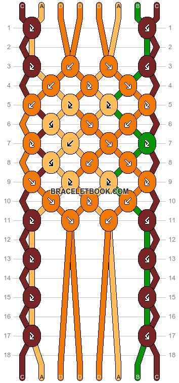 Normal pattern #156926 variation #319073 | BraceletBook Pumpkin Bracelet Pattern, Pumpkin Friendship Bracelet, Pumpkin Bracelet, Halloween Jackolantern, String Bracelet Patterns, Autumn Holiday, Bracelets Patterns, Diy Friendship Bracelets Patterns, Friendship Bracelets Diy