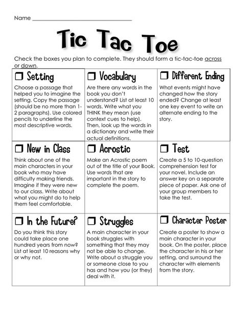 TIC-TAC-TOE Novel Study Assessment: What a creative, multi-task project idea for a novel study!: Reading Support, English Club, English Ideas, Differentiated Learning, Atticus Finch, 6th Grade Reading, Book Reports, Choice Board, Teach Reading