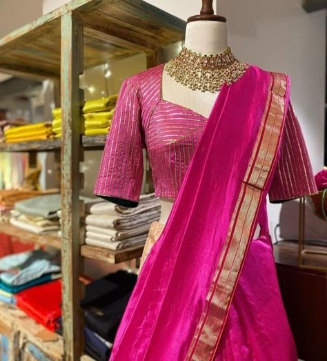 This Handloom Pure Chanderi Silk Saree With delicate Booti is a stunning and timeless piece of traditional Indian clothing that is perfect for any woman looking to add a touch of elegance and sophistication to her wardrobe.

#sareeindian #chanderisaree #chanderisilksaree #chanderisilksarees #korasilksaree #korasarees #banarasisilksaree #banarasikora #sareebloggersofindia #sareeblogger #sareestyling #reelsindia #sareefashion #usasareelovers #sareedubai #usasarees #usasareeshopping #uksarees #uksa Lehenga Saree Design, Blouse Ideas, Saree Blouse Neck Designs, Traditional Blouse Designs, Fashionable Saree Blouse Designs, Chanderi Silk Saree, Silk Saree Blouse Designs, Half Saree Designs, Ladies Blouse Designs