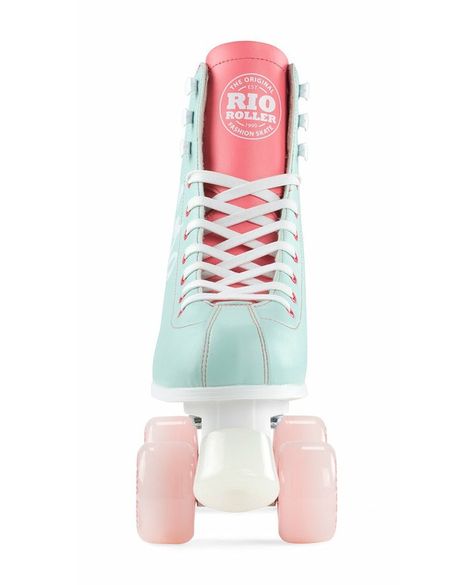 Rio Roller Script Quad Roller Skates - Teal/Coral #skaterowned #rollerderbyskating #smallbusinessuk #rollerderbyskates #exeter #supportthehighstreet #skating #rollergirl #skateshop #mommatruckerskates #exeterskateshop #skatesafe #rollerderby #skater #thisgirlcan Roller Skating Reference, Rio Roller, Quad Roller Skates, Teal Coral, Skate Shop, Roller Skates, Exeter, Roller Skating, Skating