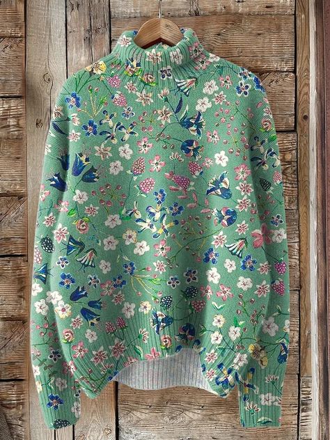 Turtleneck Neat Clothes, Floral Art Print, Turtleneck Pullover, Floral Prints Pattern, Knit Turtleneck, Print Inspiration, Floral Prints Art, Art Dress, Art Shirts