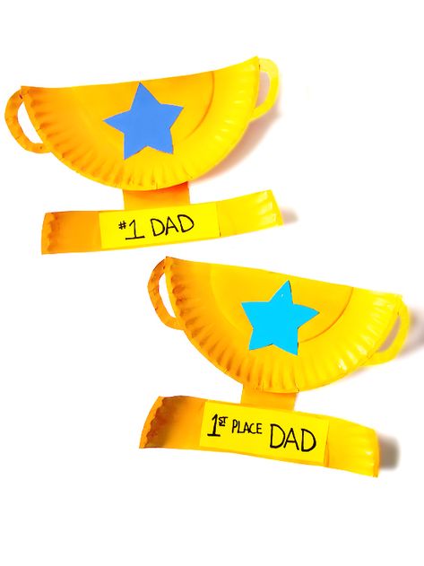 Paper Plate Father’s Day Trophy Craft Printable Trophy Template, Trophy Template Free Printable, Fathers Day Crafts Preschool, Paper Plate Awards, Paper Trophy, Trophy Craft, Kids Fathers Day Crafts, Diy Father's Day Crafts, Dad Crafts