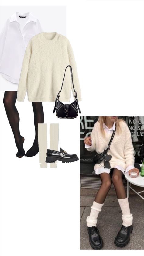 trendy fashion, leg warmers, fashion styling, outfit ideas, oversized sweater, loafers, h&m basics, fall fashion Legwarmers Outfit, Leg Warmer Outfits, Leg Warmer Outfit, Outfit Ideas Oversized, Loafers For Women Outfit, Womens Fall Fashion, Leg Warmers Outfit, Cold Outfits, Fashion Styling