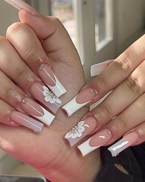 Nails Acrylic Toes, Ombré French Tip, Cute Long Nails, Acrylic Nails Toes, Ombré French, Extra Long Nails, Quinceanera Nails, Nails Extra, Acrylic Toes