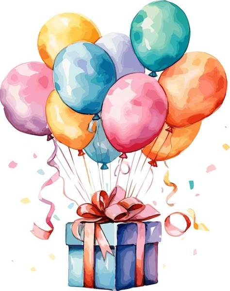 Happy Birthday Clipart Free Graphics, Happy Birthday Art Illustrators, Birthday Cute Drawings, Happy Birthday Art Draw, Happy Birthday Aquarell, Happy Birthday Little One, Balloons Drawing, Happy Birthday Cute, Happy Birthday Ideas