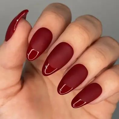 23  Chic Matte Red Nails with French Tips (2024) - DrExplains French Nails Matte And Glossy, Matt Red Nails Design, Mat Red Nails, Matt Red Nails, Red Matte Nails Design, Matte Red Nail Designs, French Nails Red, Matte Red Nails, Nail Art Matte