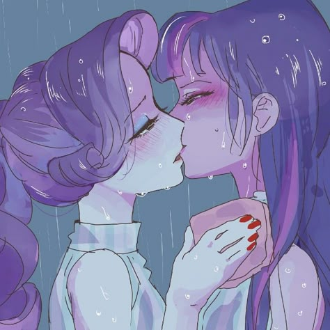 Kiss On The Lips, Twilight Sparkle Human, Rarity Human, Mlp Rarity, Lovely Complex, My Little Pony Twilight, My Little Pony Wallpaper, Iphone Wallpaper Sky, Mlp Fan Art