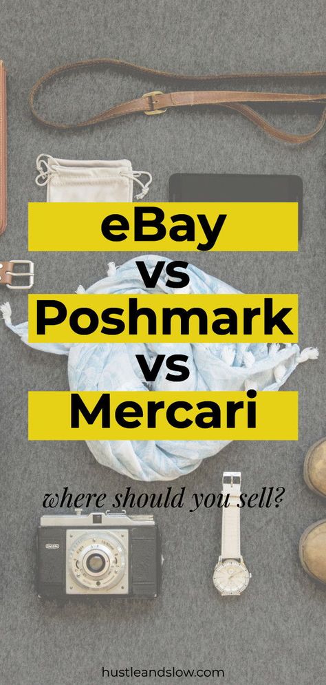 Let's compare Ebay vs Poshmark vs Mercari! Which is the better online selling platform? I'll tell you all about fees, shipping, which is easier to use, which gives you access to your money fastest and a lot more. If you're planning to resell online to make extra money then this post will help you decide where. Ebay Selling Tips, Reselling Clothes, Buying A Condo, Reselling Business, Selling On Amazon, Online Selling, Job Interview Tips, Extra Money Online, Make Extra Money