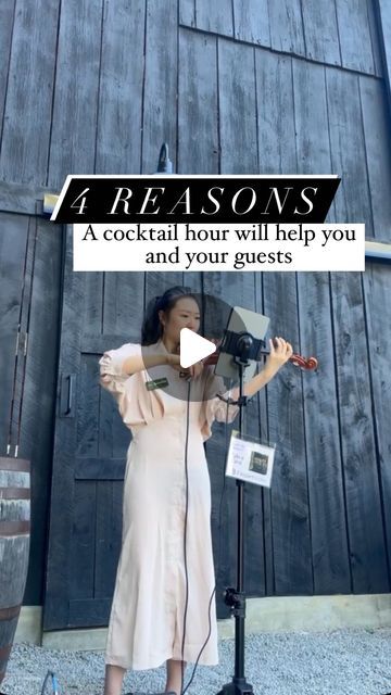 Wedding & Event Music on Instagram: "🎉🍸 Why a cocktail hour is a must-have for your wedding day. You’ll want to save this post if you’re wedding planning or think you will be one day!   Here are four reasons a cocktail hour will help you feel less stressed on your Big Day and will ensure your guests have a comfortable experience after you say “I do”:  📸 Seamless transition: keep your guests entertained while you and your family members work with your photographer to get those shots you want after the ceremony.   🎶 Set the mood: create a festive atmosphere with music, decor, and signature cocktails that show off your unique style. And don’t forget live entertainment like the amplified violinist seen here! 🎻  💫 Guest comfort: light snacks and refreshing drinks keep everyone happy and r Violin Wedding, Signature Cocktails, Light Snacks, Music Decor, Seamless Transition, Wedding Music, Live Entertainment, Signature Cocktail, Violinist