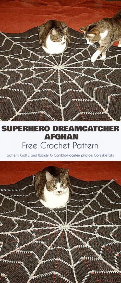 Superhero Dreamcatcher Afghan Free Crochet Pattern Crochet Dreamcatcher Pattern Free, Baby Crochet Blanket Free, Crochet Halloween Patterns Free, Crochet Hooded Scarf Pattern, Crochet Star Blanket, Boy Crochet Patterns, Knitting Toys, Crochet Baby Blanket Free Pattern, Crochet Dreamcatcher