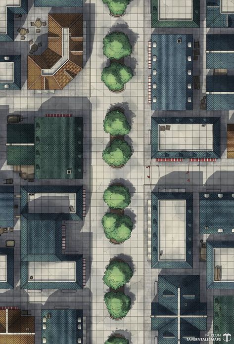 From the wealthiest merchants charging premium fees for simple commodities to the nimble pick pockets who risk targeting the upper class in an area infested with city guard — there is plenty of coin to be found here no matter what side you fall on. #battlemap #map #ttrpg #dnd #dungeonsanddragons #pathfinder #5e #free #city #urban #town #street Sinking Ship, Fantasy City Map, Dnd World Map, Building Map, Battle Map, Fantasy Town, Tabletop Rpg Maps, Rpg Map, Town Map