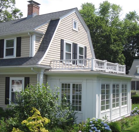 Replacement Windows - Harvey, Anderson, Marvin & Pella Sunroom Exterior, Dutch Colonial Exterior, Gambrel House, Dutch Colonial House, Dutch Colonial Homes, Gambrel Roof, Colonial Exterior, Sunroom Designs, Replacement Windows