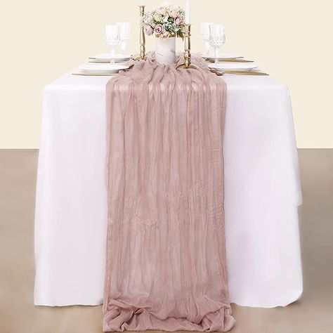 Socomi Cheesecloth Table Runner 14ft Gauze Boho Rustic Dusty Pink Cheese Cloth Table Runner for Wedding Bridal Shower Summer Decoration Cheese Cloth Table Runner, Floral Graduation Party, Table Runner For Wedding, Cloth Table Runner, Cheesecloth Table Runner, Summer Table Runner, Blush Bridal Showers, Bridal Shower Tables, Wedding Shower Decorations