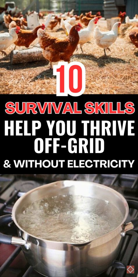 Thinking about living off-grid? Master these 10 skills for a sustainable lifestyle, including gardening, DIY repair, and natural heating solutions. These off-grid basics equip you for an electricity-free, resilient life. Save this pin for essential skills every homesteader and survivalist needs! Off Grid Survival Projects, Living Off The Grid Homestead Survival Life Hacks, Off Grid Living For Beginners, Off Grid Kitchen, Homestead Skills, Homesteading Diy Projects, Prepper Ideas, Living Off Grid, Survival Prepping Diy