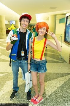 Halloween Costumes Pokemon, Family Of 5 Halloween Costumes, Misty And Ash, Misty Costume, 5 Halloween Costumes, Ash Costume, Pokemon Halloween Costume, Best Couples Costumes, Pokemon Costumes