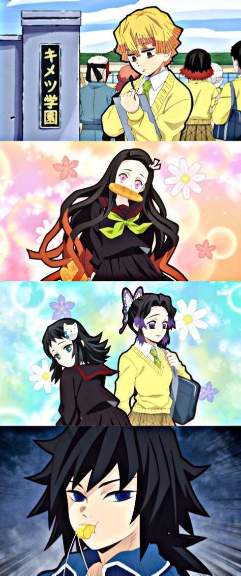 School Demon Slayer, Giyu X Zenitsu, Kimetsu Academy Shinobu, Academy Zenitsu, Demon Slayer Kimetsu Academy, School Nezuko, Makomo Kimetsu No Yaiba, Demon Slayer Makomo, Demon Slayer Boys