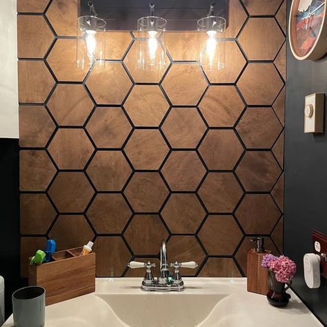 Honeycomb Wood Wall, Wood Home Decor Ideas, Home Wall Decor Ideas, Honeycomb Wall, Decorate Wall, Wood Wall Panel, Wood Hexagon, Wooden Wall Letters, Hexagon Shelves