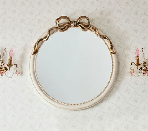 LoveShackFancy Bow Mirror Loveshackfancy Bow, Bow Mirror, Nursery Mirror, Nursery Inspiration Girl, Fancy Bows, Antique Frames, Nursery Inspiration, Pottery Barn Teen