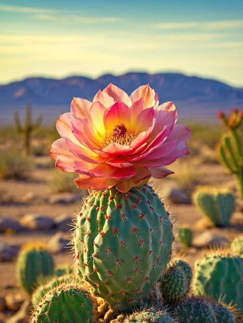 Cactus Flower Photography, Desert Painting Ideas, Western Flowers, Cactus With Flowers, Prickly Pear Flowers, Desert Wallpaper, Cactus House, Mexican Cactus, Cactus House Plants