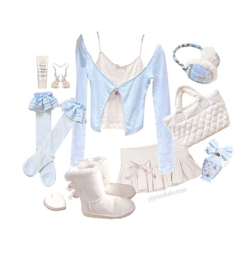 @ballerinabunnie • Instagram photos and videos Blue Outfit Winter, Blue And White Outfits, Mcbling Fashion, Preformance Outfits, Pastel Outfit, Pastel Fashion, Blue Outfit, Cute Simple Outfits, Really Cute Outfits