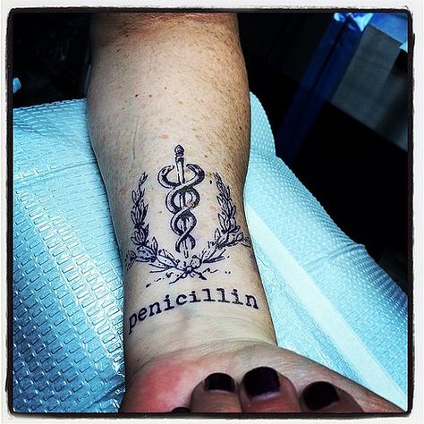 medic alert tattoo - Google Search                                                                                                                                                                                 More Medical Tattoo Nurse, Medical Alert Tattoo, Tattoo Words, Maching Tattoos, Medical Tattoo, Tattoo Health, Matching Tattoo, Word Tattoos, Mandala Tattoo