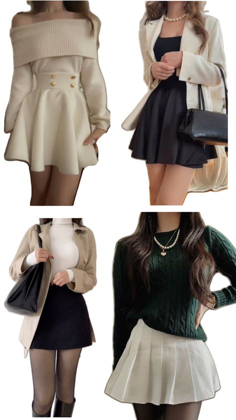 Formal Outfits For Women Skirt, Short Skirt Outfits Aesthetic, Academia Outfit Women, Skater Skirt Outfit, Skirt Outfits Aesthetic, Short Skirts Outfits, Classy Skirts, Casual College Outfits, Simple Trendy Outfits