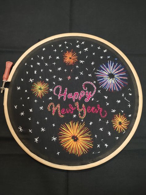 New year embroidery hoop.. embroidery art New Years Embroidery, Happy New Year Embroidery, New Year Embroidery, Year Embroidery, Embroidery Hoop Art Diy, Happy New Year 2023, New Year 2023, New Year Greetings, New Year Wishes