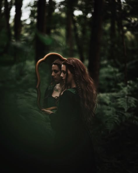 #forest #mirror #moody #magical #ethereal #fairytale #fantasy #woman #ferns Forest Mirror, Ethereal Photography, Fairytale Photoshoot, Fern Forest, Witch Photos, Gothic Photography, Nature Witch, Moody Photography, Halloween Photo