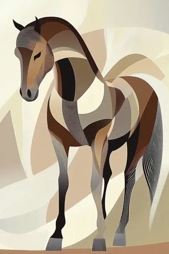 ↑↑↑ Larger size on website 🔸 The image is a stylized illustration of a brown horse standing on a light background. The horse is d Contemporary Horse Art, Work Gallery Wall, Horse Standing, Abstract Horse Art, Three Horses, Butterfly Art Drawing, Stylized Illustration, Horse Paintings, Abstract Horse