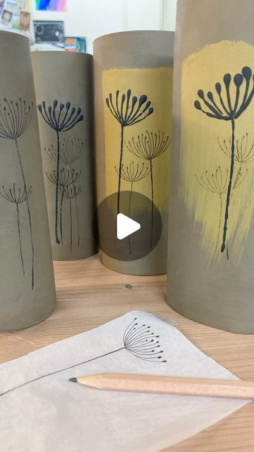 Wendy Calder - Bristol potter on Instagram: "The yellow started appearing on my work over lockdown, to cheer myself up. Now it’s back!   More sunshine yellow please instead of ALL this rain!!!  #monoprintingonclay  #celebratingceramics  #yellowslip  #bristolpotter  #nomorerainplease☔️☔️☔️" Painting On Ceramics Ideas, Painting Tricks, Pottery Slip, Pottery Decoration, Glaze Ideas, Pottery Painting Designs, Hand Painted Pottery, Wax Resist, Ceramic Techniques