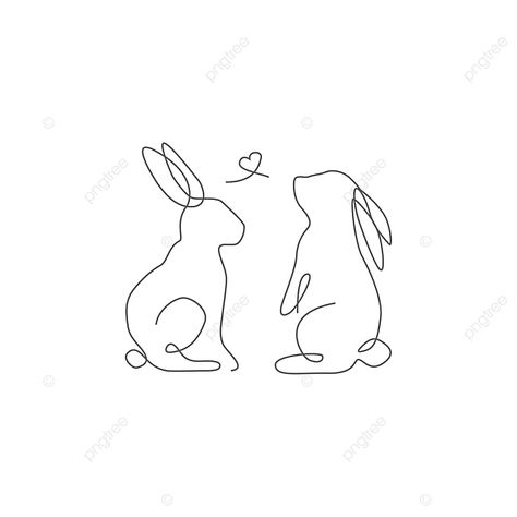 Mini Rabbit Tattoo, Matching Rabbit Tattoos, Cute Bunny Design, Rabbit Ear Tattoo, Cute Spring Doodles, Bunny Silhouette Tattoo, Two Bunnies Drawing, Tattoo Bunny Rabbit, Rabbit Design Illustration