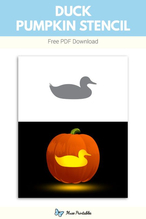 Free printable duck pumpkin stencil. Download it at https://museprintables.com/download/pumpkin-stencil/duck/ Duck Pumpkin Carving Ideas, Duck Pumpkin Carving, Halloween Nibbles, Duck Pumpkin, Printable Pumpkin Stencils, Pumpkin Stencils Free, Pumpkin Stencils, Halloween Pumpkin Carving Stencils, Pumkin Carving