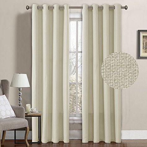 H.Versailtex Classical Grommet Top Room Darkening Thermal Insulated Heavy Weight Textured Tiny Plaid Linen Like Innovated Living Room Curtains,52 by 84 Inch-Ivory White (1 Panel) Modern Farmhouse Curtains, Farmhouse Kitchen Curtains, Farm House Livingroom, Linen Blackout Curtains, Farmhouse Living Room Furniture, Linen Curtain Panels, Farmhouse Curtains, Insulated Curtains, Cool Curtains