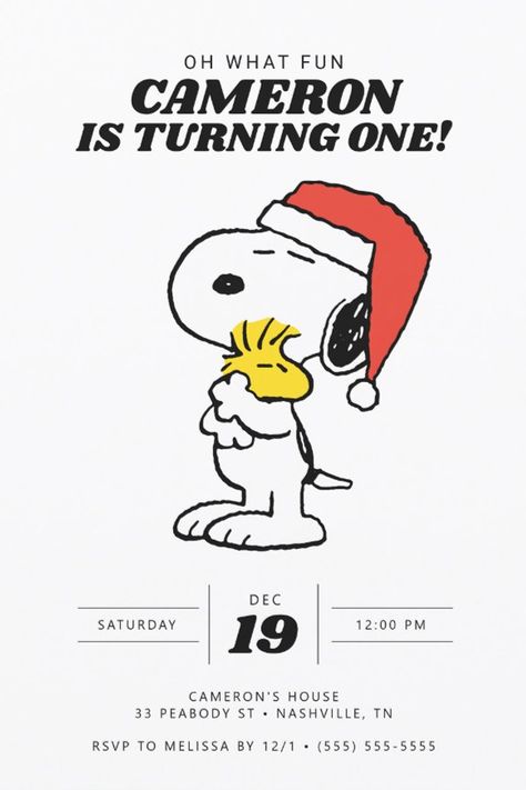 Snoopy | Oh What Fun it is to Be One Invitation
Invite all your family and friends to your child's first Birthday with these super cute Snoopy invitations featuring the whole Peanuts gang! Personalize by adding all your party details! Snoopy Party Invitations, Snoopy Birthday Invitations, First Birthday Brunch, Cute Snoopy, Snoopy Party, Snoopy Birthday, Oh What Fun, Birthday Brunch, Brunch Invitations