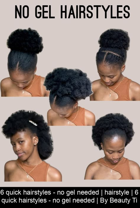 6 quick hairstyles - no gel needed | hairstyle #afro #hairstyle #ideas No Gel Hairstyles, Gel Hairstyles, 4c Natural Hairstyles Short, Eco Hair, Natural Hair Bun Styles, Twisted Hair, Natural Hair Stylists, Natural Afro, Quick Natural Hair Styles