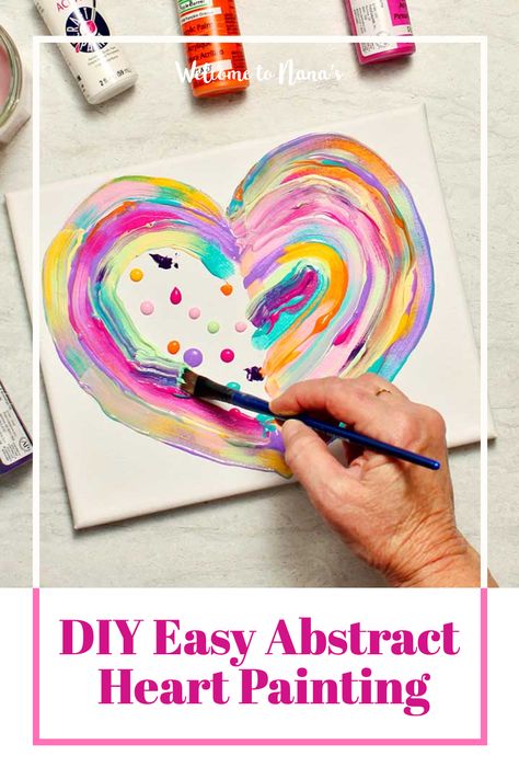 Painting Valentines Crafts Kids, Candy Heart Art Project, Valentine Paint Crafts For Kids, Kids Valentine Painting Canvas, Valentines Art Painting, Easy Valentines Canvas Painting, Valentines Day Canvas Painting Diy, Heart Artwork Creative, Valentines Art Projects For Kids