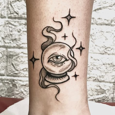 Looking for a little inspiration for your next tattoo? These 50 witch tattoo ideas feature everything from broomsticks and bats to cauldrons and crystals. Crystal Tattoo, Band Tattoos, Witch Tattoo, Tattoos Geometric, Creepy Tattoos, Spooky Tattoos, Halloween Tattoos, Eye Tattoo, Dope Tattoos