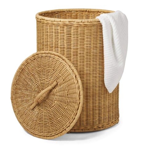 Wicker Laundry Hamper, Basket Hamper, Laundry Basket Storage, Laundry Basket With Lid, Floor Baskets, Wicker Hamper, Apartment Bedroom, Lid Storage, Rattan Basket