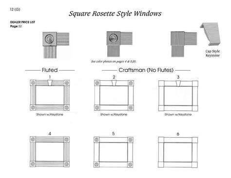 square rosette style windows Rosette Trim Ideas, Craftsman Window Casing, Casing Styles, Craftsman Style Windows, Craftsman Window, Diy Window Trim, Rosette Trim, Farmhouse Trim, Craftsman Trim