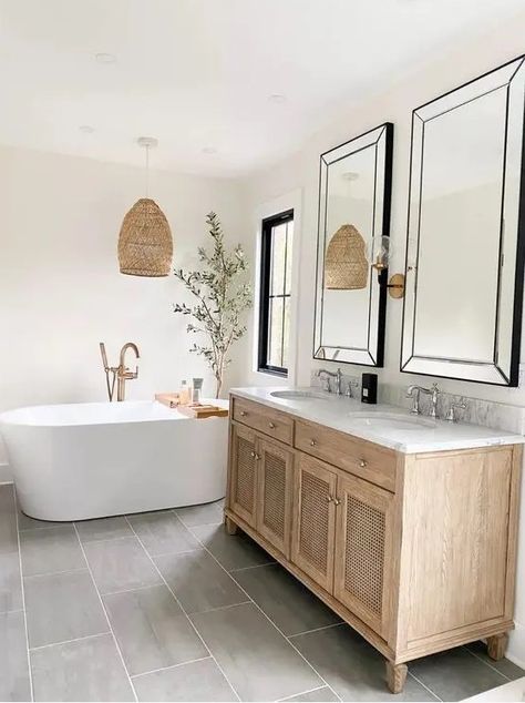 55 Modern Farmhouse Bathroom Decor Ideas - Shelterness Master Bath Renovation, Bath Renovation, Master Bath Remodel, Bathroom Color, Bathroom Remodel Designs, Bathroom Redo, Bathroom Renos, Bathroom Remodel Master, Bath Tub