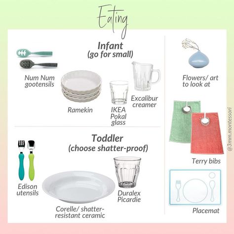 Three Minute Montessori on Instagram: “[Read the caption] Montessori’s approach to eating is calm and beautiful One way Montessori differs from Baby-Led Weaning (although both…” Montessori Eating, Montessori Table, Korean Side Dishes, Formula Feeding, Starting Solids, Low Chair, Developmental Stages, Baby Weaning, Baby Chickens