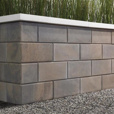 G-FORCE WALL REGULAR SMOOTH CHAMPLAIN GREY | Techo-Bloc Garden Retaining Wall, Outdoor Water Feature, G Force, Fire Features, Dream Backyard, Wall Systems, Terrace Garden, Grey Tones, Store Signs