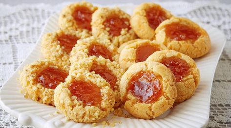 Aged Cheddar Thumbprint Cookies Cheese Thumbprint Cookies, Jam Thumbprint Cookies, Cheese Brands, Thumbprint Cookies Recipe, Wisconsin Cheese, Fondue Recipes, Cheese Cookies, Fruit Jam, Thumbprint Cookies