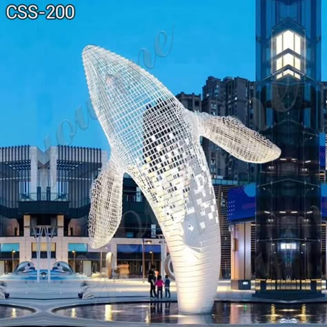 Whale Sculpture, Urban Sculpture, Kolam Air, Outdoor Water Feature, Mall Decor, Architectural Sculpture, Construction Drawings, Steel Sculpture, Light Sculpture