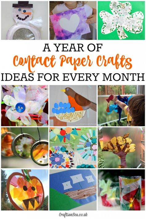 These fun kids contact paper crafts for every month will keep kids busy all year round! Simple, cheap craft ideas with suncatchers, mandalas and flowers. Cheap Craft Ideas, Contact Paper Crafts, Paper Crafts Ideas, Crafts By Month, Thrifty Crafts, Crafts Homemade, Paper Plate Crafts For Kids, Keep Kids Busy, Daycare Ideas