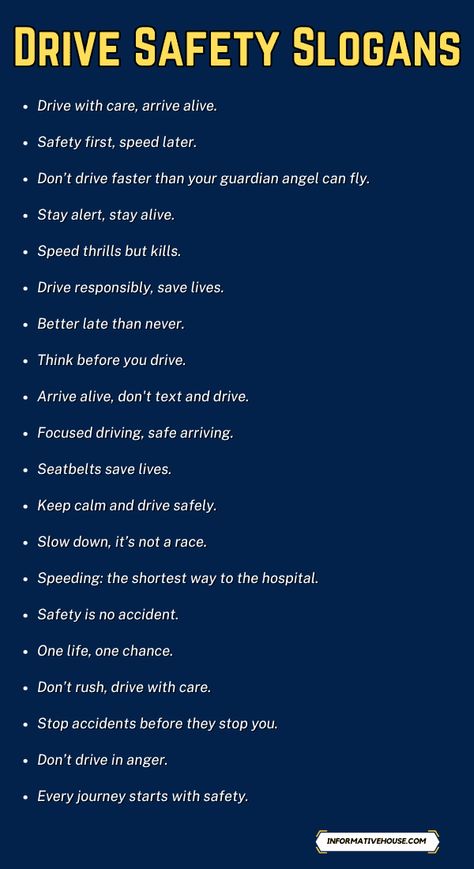 Road Safety Quotes, Road Safety Slogans, Safety Slogan, Drive Safe Quotes, Powerful Reminders, Safe Quotes, Safety Quotes, Dont Text And Drive, Safety Slogans