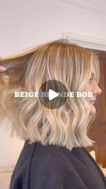 MANCHESTER BALAYAGE, BLONDES & LIVED IN COLOUR on Instagram: "The perfect beige blonde bob hair Inspo! 

Save this for your hairstylist 

@redken shades eq 10VG 
@k18hair_uk 
@ghdhair 

#blondebob #balayage #livedinhair #livedinblonde" Beige Blonde Bob, Lived In Blonde Bob, Blonde Bob Hair, Blond Beige, Champagne Blonde Hair, Neutral Blonde, Redken Shades, Blonde Bob Hairstyles, Champagne Blonde