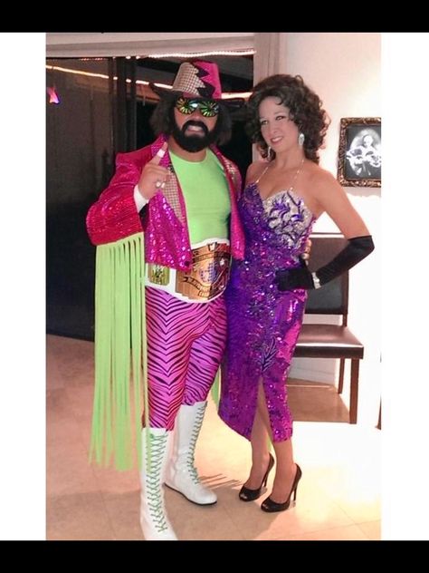 Macho Man Randy Savage and Elizabeth Costume. Macho Man Costume, Elizabeth Costume, Wrestling Costumes, Costumes For Teenage Girl, Popular Halloween Costumes, Randy Savage, Diy Halloween Costumes For Women, Diy Halloween Costumes For Kids, Diy Halloween Costumes Easy